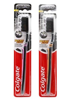 Buy Pack Of 2 Colgate Double Action Charcoal Medium Toothbrush in Saudi Arabia