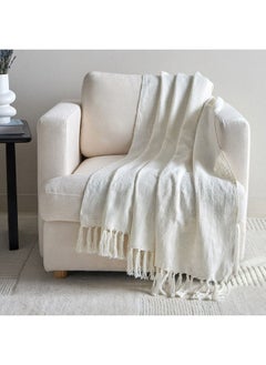 Buy Girga Stripe Woven Throw with Tassels 127 x 152 cm in UAE