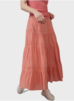 Buy Lace Detail Tiered Skirt in Saudi Arabia