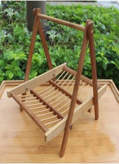 اشتري Bamboo Folding Basket Handmade Craft Food Drying Rack 16.5 x 24 x 22 cm في الامارات