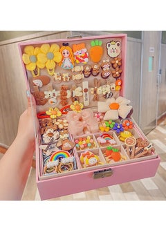 Buy 159 pcs Little Girls Hair Accessories Set with gift box - Hair Bands, Hair Ties, Hair Clips, Hair Elastic Bands, colourful flower and fruit hairpin set, girl cartoon animal cute hairpin, bundle includ in Saudi Arabia