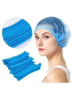 Buy 200 Pcs Disposable Hair Hat Net Cap Non-Woven Head Cover Hat For Food Catering Kitchen And Restaurants Hair Net Blue in UAE