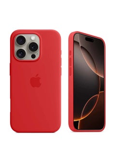 Buy Apple iPhone 16 Pro 2024 Premium Soft Liquid Silicone Case Cover - Red in Saudi Arabia