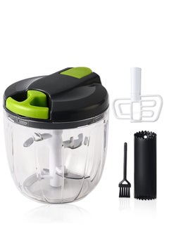 اشتري Portable Manual Food Chopper, Portable Hand Pull String Garlic Onion Mincer, 900ML Multifunction Manual Vegetable Cutter, with 5 Stainless Steel Blades, for Onion, Fruit, Garlic, Meat في الامارات