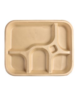 اشتري Chuk 5 Compartment Plates, Pack of 25 Bio-Degradable Sugarcane Bagasse Plates (5CP x 1, R) في الامارات