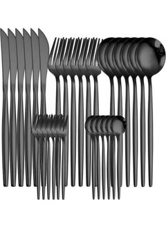 اشتري 30 Pcs Knife Fork Spoon Full Set Black في الامارات