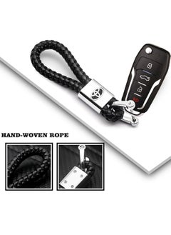 Buy TOYOTA Logo Car Keychain, Secure Twist Lock Keyring Braided PU Leather Key Chain in Saudi Arabia