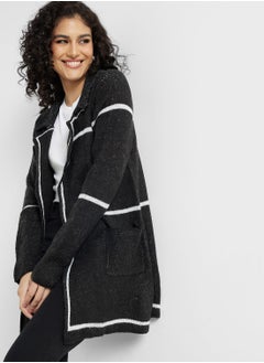 Buy Longline Cardigan With Contrast Details in UAE