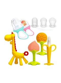 Buy Teething Toys for Babies, DMG Baby Teether Chew Toys, With 2 Baby Fruit Feeders and 4 Baby Silicone Teethers, 3 Different Sized Silicone Sacs, BPA Free Natural Organic Freezer Silicone Baby Teethers in Saudi Arabia