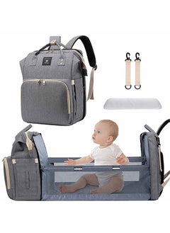 اشتري Diaper Bag Backpack Multi functional Travel Back Pack Anti Water Maternity Nappy Bag Changing Bag with Insulated Pockets Stroller Straps and Changing Station Grey في الامارات