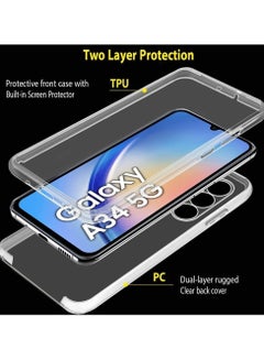Buy Case Compatible with Samsung Galaxy A34 Clear 360 Degree Full Body Protection Cover with Built-in Screen Protector Front and Back Bumper Shockproof Non Slip Case Transparent in Egypt