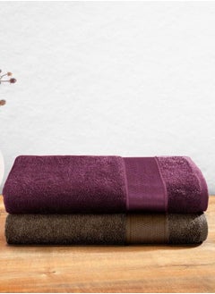 اشتري Wakefit Terry 100% Cotton Bath Towels| 500 GSM | Bath Towel for Men/Women, Bathing Towel, Towels for Bath Women/Men, 2 Pieces (Cafe Noir and Grape Wine) في الامارات