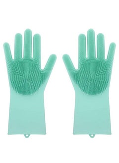 Buy Multifunctional Thick Heat Resistant Silicone Cleaning Gloves Home Dish Washing Car Cleaning Pet Hair Grooming Gloves (Green) in Saudi Arabia