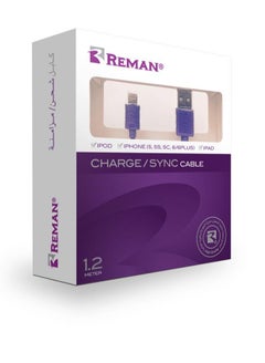Buy Lightning To USB Charge Sync Cable For iPhone With length 1.2 M - purple in Saudi Arabia