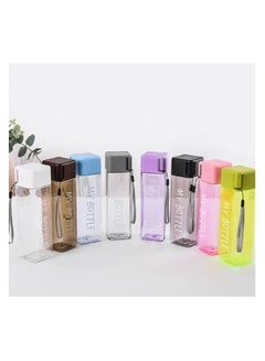 Buy 500 Ml Outdoor Plastic Summer Large Capacity Square Plastic Water Bottle, Healthy Acrylic Clear Leak-proof Square Sports Water Bottle, Student, Leakproof Simple Transparent Bottles. in Egypt