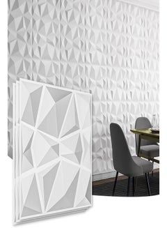 Buy Decorative 3D Wall Panels in Diamond Design,PVC 3D Wall Panel Diamond, 3D Textured Wall Panels, 50 * 50cm Matt White, 12 Pack White in UAE