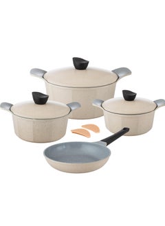 Buy Joel Granite Cookware Set 9 Pieces Beige Color in Saudi Arabia