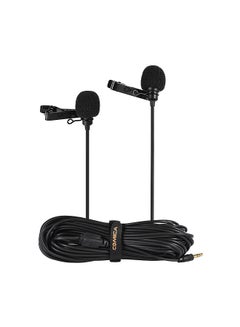 Buy Comica CVM-D02 Dual-head Lavalier Lapel Microphone Clip-on Omnidirectional Condenser Mic Cable Length 6m/19.7ft Compatible in Saudi Arabia