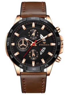 اشتري Multifunctional Leather Starp Quartz Wrist Watch For Men في الامارات