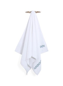 Buy Hotel Chain Embroidery Bath Towel, White & Ether - 500 GSM, 70x140 cm in UAE