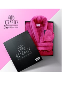 اشتري Bathrobe - 100% soft cotton - Dark Pink- 2 Pieces set في الامارات