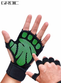 اشتري Ventilated Workout Gloves Weight Lifting Gloves, Shock Absorbing Silicone Padded Weight Lifting Gym Gloves with Elastic Wrist Wraps and Open Back for Fitness, Cycling في الامارات