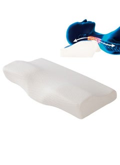 Buy Contour Memory Foam Pillow for Neck Pain Relief Off White in UAE