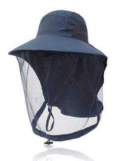 اشتري Mosquito Net Hat, Sun Hat Mosquito Head Net Hat Fishing Hat with Net Mesh, UPF 50+ Sun Protection with Hidden Netting for Outdoor Hiking Gardening Men Women (Navy Blue) في الامارات