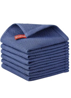 Buy 100% Cotton Kitchen Dish Cloths, 6-Pack Ultra Soft Absorbent Quick Drying Dish Towels, Quick Drying Tea Towels Set, 12x12 Inches, Navy Blue in Saudi Arabia