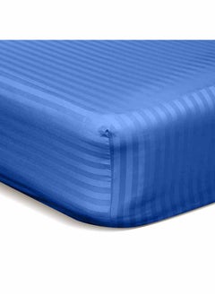 اشتري Hotel Linen Klub Stripe Microfiber  Royal Blue Fitted Sheet -Single Double Queen King Super King 90 x 190 cm  120 x 200 Cm 200 x 200 Cm 150x200 Cm 200x200 Cm في الامارات