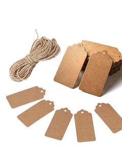 Buy Kraft Paper Tags Set, Kraft Paper Blank Gift Tags with 10 Meters Twine for Arts and Crafts, Wedding Valentine's Birthday and Holiday for DIY Crafts & Price Tags Labels (100PCS) in UAE