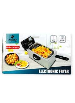 اشتري Electric Deep Fryer With Stainless Steel Housing 4L With Heat Resistant Handles 2100W SDF-5011 Silver/Black في السعودية