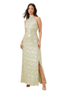 Buy Lipsy Bridesmaid Halter Metallic Split Maxi Dress in Egypt