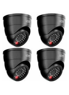 Buy 4pc Dummy CCTV Camera with Flashing LED Light, Adjustable Fake Surveillance Camera Security Indoor Dome Camera with LED Light (Black) in UAE