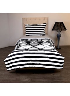 اشتري Malta 2-Piece Striped Printed Cotton Single Comforter Set 220 x 135 cm في الامارات