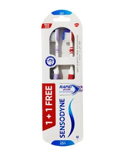 Buy 2 Piece Rapid Action Soft Toothbrush Multicolour in Saudi Arabia