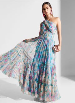 Buy Floral One Shoulder Tiered Dress in Saudi Arabia