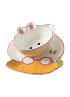 Buy 2 Pcs Cartoon Cute Ceramic Bowl and Plate in UAE