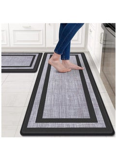 Buy 2 PCS Kitchen Mat, Non-Skid Waterproof Rugs Ergonomic Comfort Standing Mat for Kitchen, Floor, Office, Sink, Laundry (Black 45*75+45*120CM) in Saudi Arabia