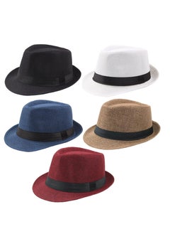 Buy 5 Pack Short Brim Fedora Classic Summer Beach Sun Hat Panama Cap for Men Women in Saudi Arabia