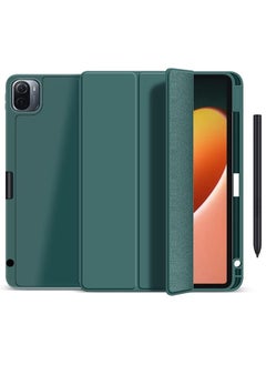 Buy جراب ذكي متوافق مع Xiaomi Mi Pad 5 / MiPad 5 Pro 11 inch 5G 2021 Smart Case Flip Cover مع حامل أقلام رصاص حافظة جلدية ناعمة من مادة TPU وحامل ثلاثي مع نوم تلقائي (أخضر) in Egypt