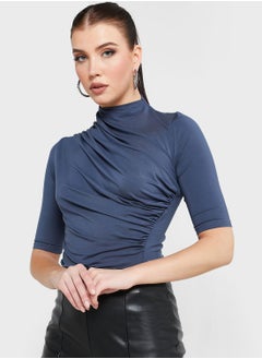 Buy High Neck Draped Blouse in Saudi Arabia