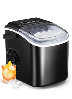 اشتري Countertop Ice Maker Machine with Handle, 9 Cubes Ready in 6 Mins, 26lbs in 24Hrs, Auto-Cleaning Portable Ice Maker, 2 Sizes of Bullet Ice for Home Kitche Camping RV Party (Black) في الامارات