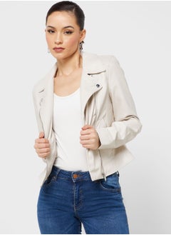 Buy Pu Zip Detail Jacket in UAE