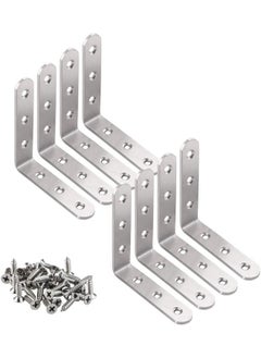 Buy Corner Brace L Shaped Bracket, 8pcs Stainless Steel Corner Code Decorative Joint Right Angle Bracket for Shelf Supports Fixing Wood Furniture Chair Table Cabinet Bed with Screws (100x100x18mm) in UAE