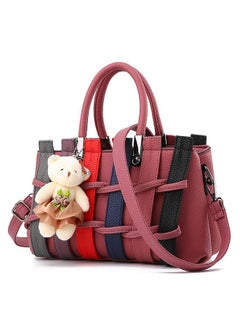 اشتري New Women's Bag,Lychee Grain Leather Shoulder Bag,Hardware Buckle,Send A Small Bear Pendant,A Gift For Female Friends,Loved Ones في السعودية