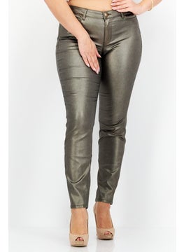 Buy Women Skinny Fit Plain Jeans, Olive in Saudi Arabia