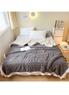 Buy Flannel Simple Double Layer Quilted Quilt, Winter Bed Sheet Quilt, Composite Leisure Blanket Warm blankets in winter in UAE