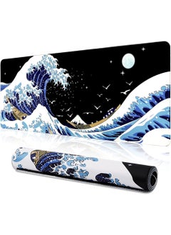 اشتري Gaming Laptop Mouse Pad Sea Wave Big Mice Pads PC Keyboard Waterproof and Non-Slip 800 * 300 * 3mm Thick Rubber Table Mat Kanagawa Surfing and Mouse Pads في الامارات