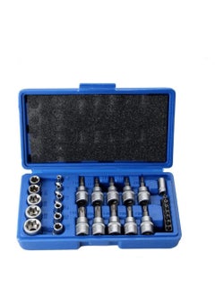 Buy Tamper Proof Torx Bit Socket Set, Torx Driver Bits Tool, 29 Pcs Torx Star Bit Socket Set, Metric Hex Bit Sockets Set, 1/4'' 3/8'' 1/2'' Drive for Hand Use with Storage Case in UAE